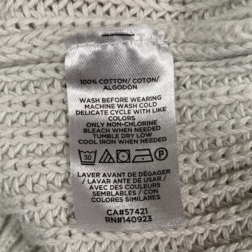 LOFT Women’s Small White V-Neck Knit Sweater Pullover 100% Cotton Casual Top - Picture 9 of 9